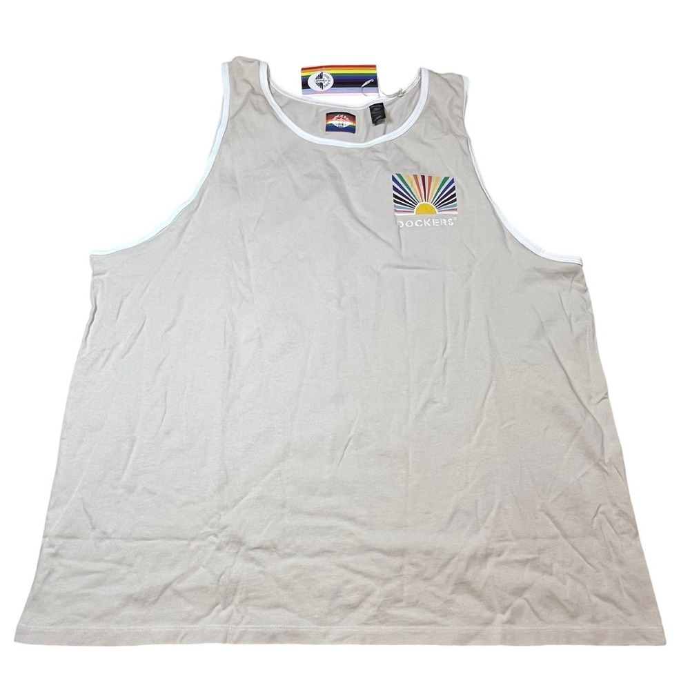 Dockers Pride Collection Tank Top XXL Tan Rainbow Sunburst Sleeveless Shirt